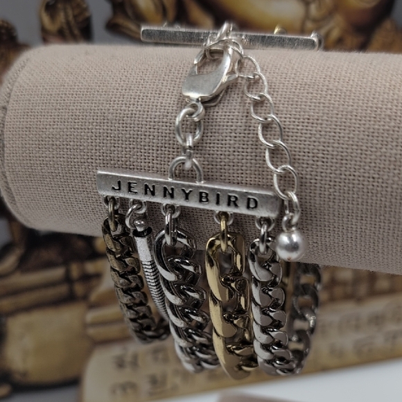 Jenny Bird Silver and Gold Multi-Chain Bracelet - Picture 3 of 4